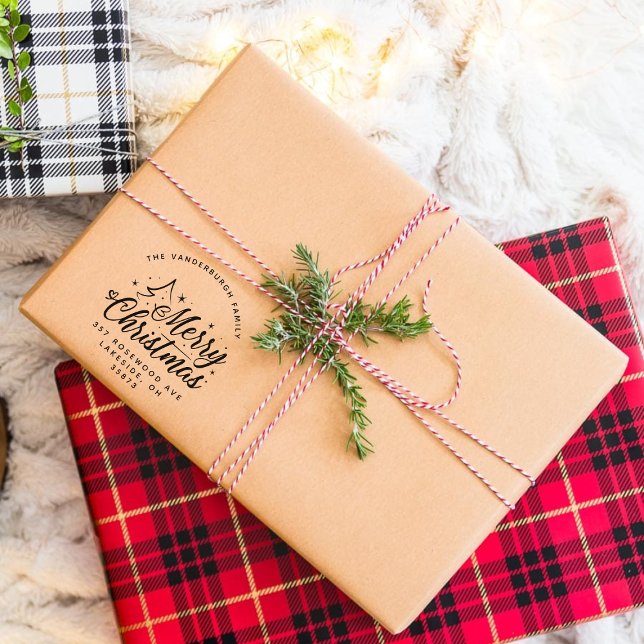 Carimbo De Borracha Endereço de Retorno de Natal Personalizado da Cali (Criador carregado)