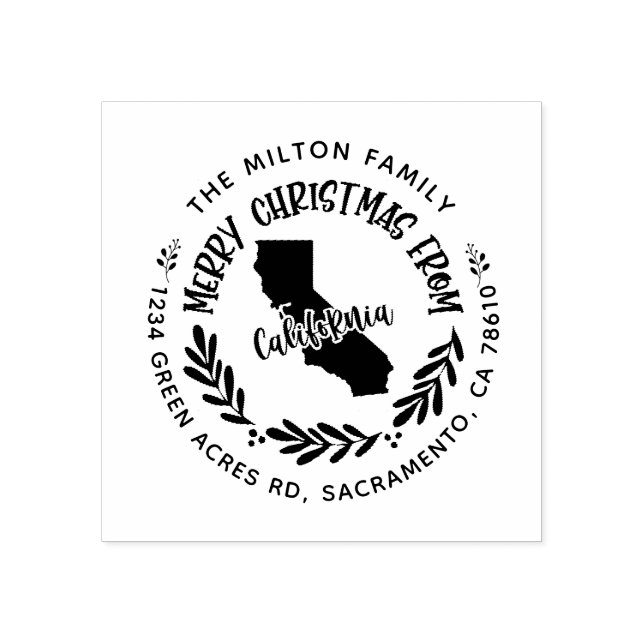 Carimbo De Borracha endereço de retorno de natal russo california merr (Impressão)