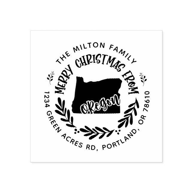 Carimbo De Borracha endereço de retorno de natal russo oregon merry (Impressão)