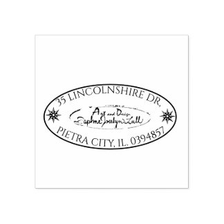 Carimbo De Borracha Endereço de retorno de oval de logotipo personaliz