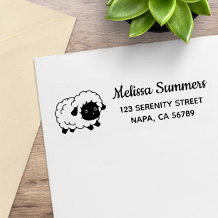 Carimbo De Borracha Endereço de Retorno de Ovelha Preta Fofa