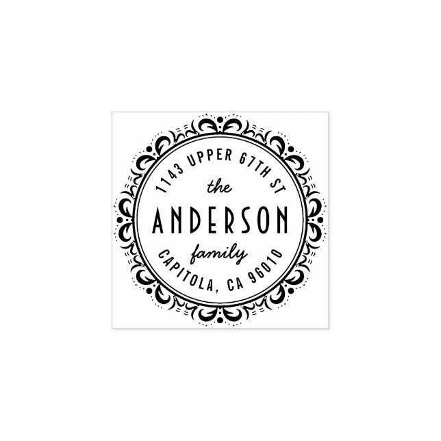 Carimbo De Borracha Endereço de Retorno de Quadro Deco de Arte Elegant (Impressão)