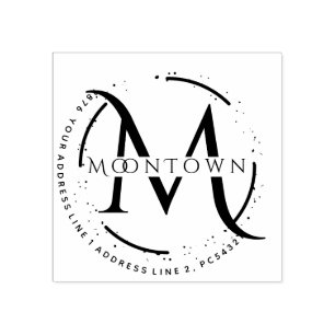 Carimbo De Borracha Endereço de retorno do logotipo Monograma Elegant