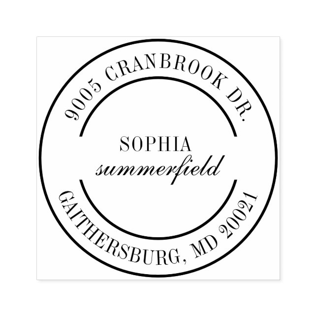 Carimbo De Borracha Endereço de Retorno Elegante Moderno Pessoal (Impressão)