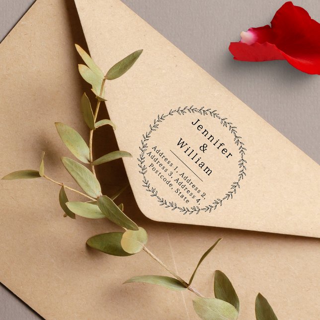 Carimbo De Borracha Endereço de Retorno Floral Personalizado (Criador carregado)