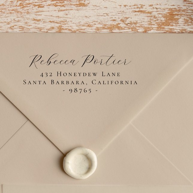 Carimbo De Borracha Endereço de Retorno Mínimo da Caligrafia Elegante  (Simple Elegant Calligraphy Minimal Return Address Rubber Stamp)