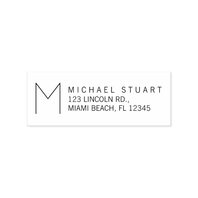 Carimbo De Borracha Endereço de Retorno Moderno com Monograma (Impressão)