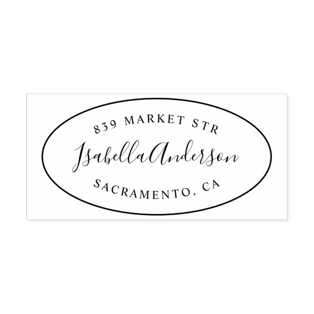 Carimbo De Borracha Endereço de Retorno Oval do Nome do Script Elegant (Impressão)