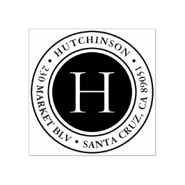 Carimbo De Borracha Endereço de retorno redondo de monograma em negrit