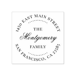 Carimbo De Borracha Endereço de Retorno Redondo do Script Vintage Eleg