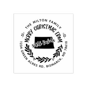 Carimbo De Borracha endereço de volta de natal russo do dakota feliz