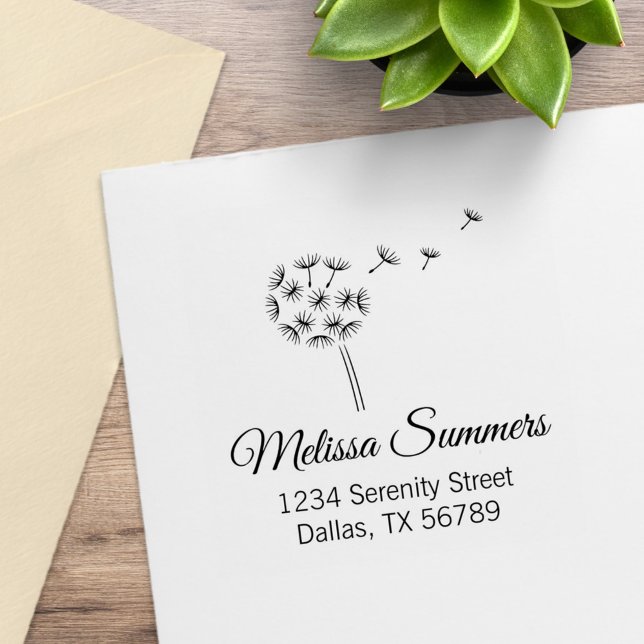 Carimbo De Borracha Endereço do Dandelion Flower Parachuts (Criador carregado)