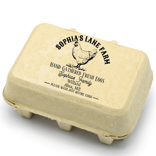 Carimbo De Borracha Endereço do Nome de Fazenda Russo Personalizado Mo (modern personalized farm name for egg lovers)