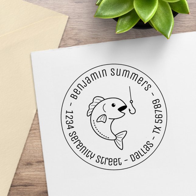 Carimbo De Borracha Endereço do Redondo de Peixes e Ganchos de Pesca (Criador carregado)