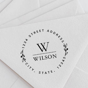 Carimbo De Borracha Endereço do remetente circular do nome de famíli