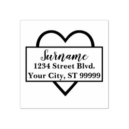 Carimbo De Borracha Endereço do remetente do coração do casamento