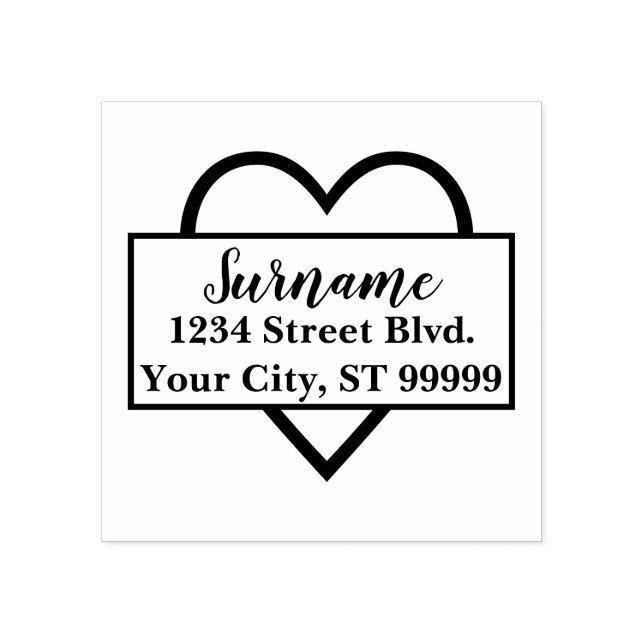 Carimbo De Borracha Endereço do remetente do coração do casamento (Impressão)