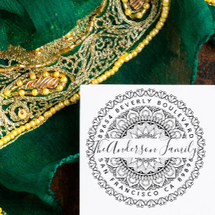 Carimbo De Borracha Endereço do remetente do costume da mandala da