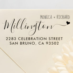 Carimbo De Borracha Endereço do remetente escrito à mão do casament