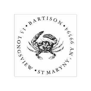 Carimbo De Borracha ENDEREÇO DO REMETENTE REDONDO do caranguejo