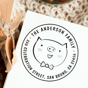 Carimbo De Borracha Endereço do remetente redondo feito sob encomenda