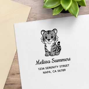Carimbo De Borracha Endereço do Tigre Fofo Filhote