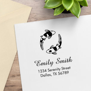 Carimbo De Borracha Endereço dos peixes de Koi