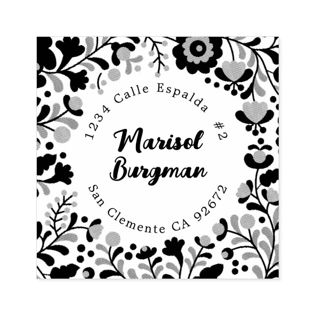 Carimbo De Borracha Endereço Floral do Bordado Mexicano (Impressão)