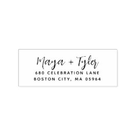 Carimbo De Borracha Endereço Manuscrito de Script Moderno Elegante