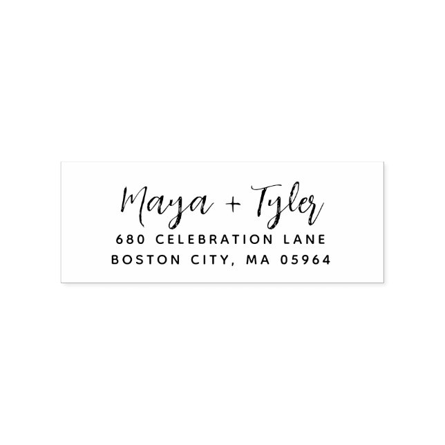 Carimbo De Borracha Endereço Manuscrito de Script Moderno Elegante (Impressão)