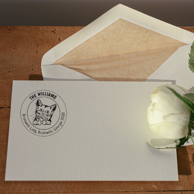 Carimbo De Borracha Endereço para devolução da família Cat American Sh (Criador carregado)