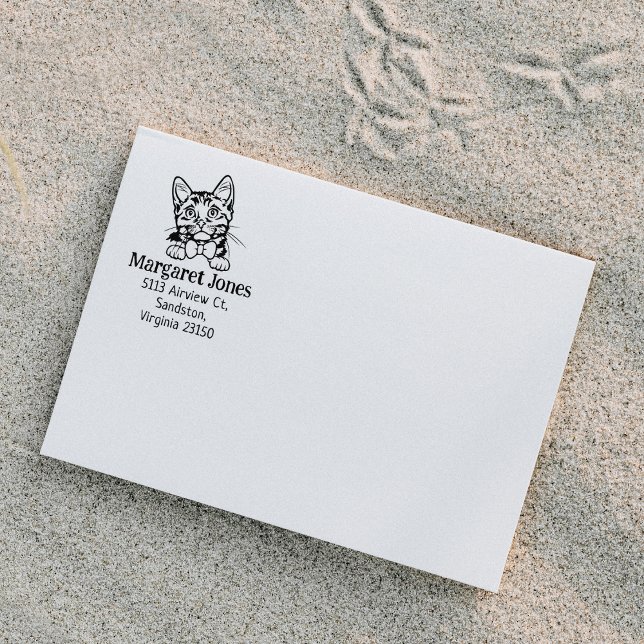 Carimbo De Borracha Endereço para devolução do Cat Munchkin (Criador carregado)