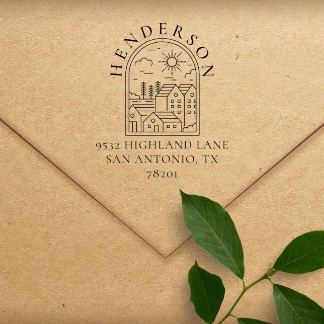 Carimbo De Borracha Endereço Rustic Town Custom Return (Criador carregado)