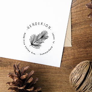 Carimbo De Borracha Endereço simples de devolução de pinheiros desenha