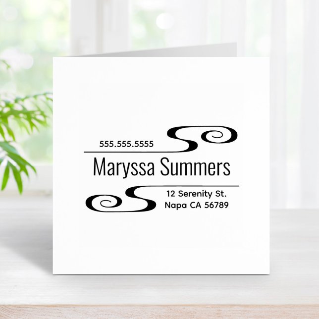 Carimbo De Borracha Endereço Simples de Swirls (Criador carregado)