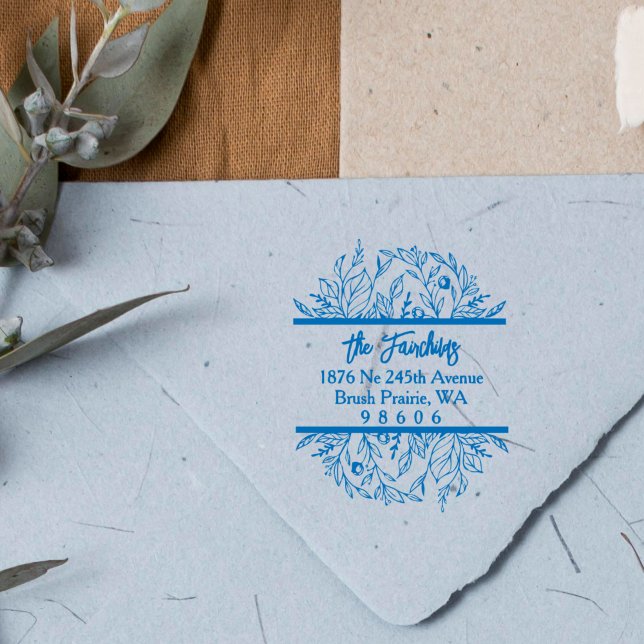 Carimbo De Borracha Endereço Trendy Simple Rico Wildflower & Twigs (Criador carregado)