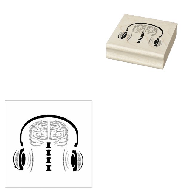 Carimbo De Borracha Enfermeira Cinza ouvindo música (Carimbado)