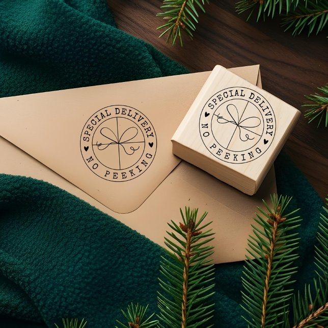 Carimbo De Borracha Entrega especial divertida Sem Parcela de Papel Kr (Fun Special Delivery No Peeking Kraft Paper Parcel Rubber Stamp)