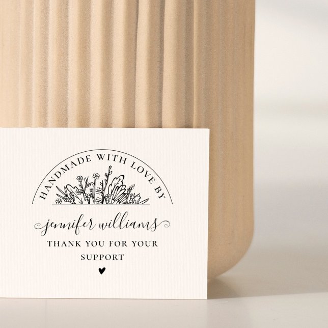 Carimbo De Borracha Escrita Whimsical Floral Elegante Feita Com Amor (Criador carregado)