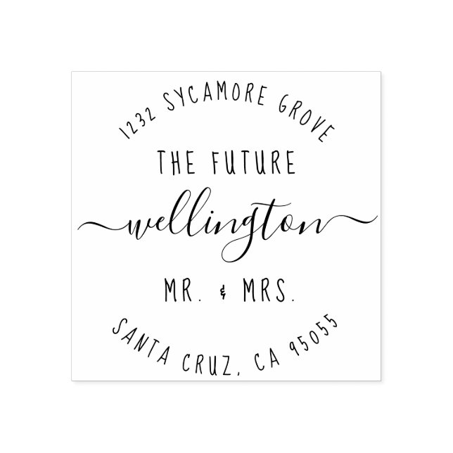 Carimbo De Borracha Escrito Moderno "O futuro Sr. & Sra." Endereço de  (Impressão)