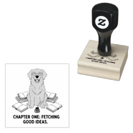 Carimbo De Borracha Escritor Golden Retriever Lendo Design Gráfico