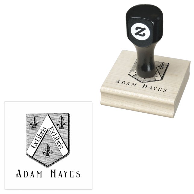 Carimbo De Borracha Escudo medieval cardíaco Ex Libris (Carimbado)