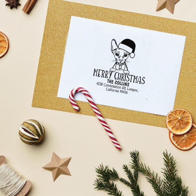 Carimbo De Borracha Esfinge de Gato Bonito Endereço de Devolução de Ga (Criador carregado)