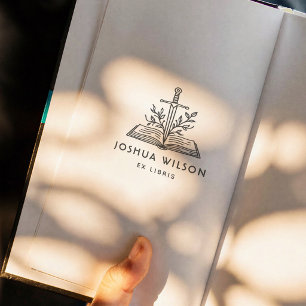 Carimbo De Borracha Espada de Fantasia Personalizada Clássico Ex Libri