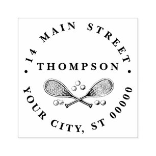 Carimbo De Borracha Esportes Vintage Cruzando Tênis Racquet Tênis Ball