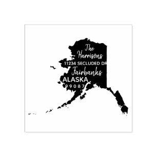 Carimbo De Borracha Estado dos EUA Alaska Map Return Address Wood Art
