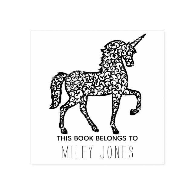 Carimbo De Borracha Este livro pertence ao nome unicórnio (Impressão)