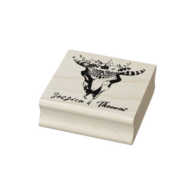 Carimbo De Borracha Estoque de Casamento de casais Personalizado Boho- (Carimbo)