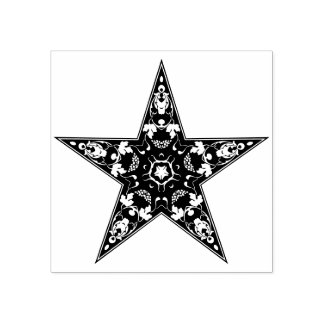Carimbo De Borracha Estrela Ornamental