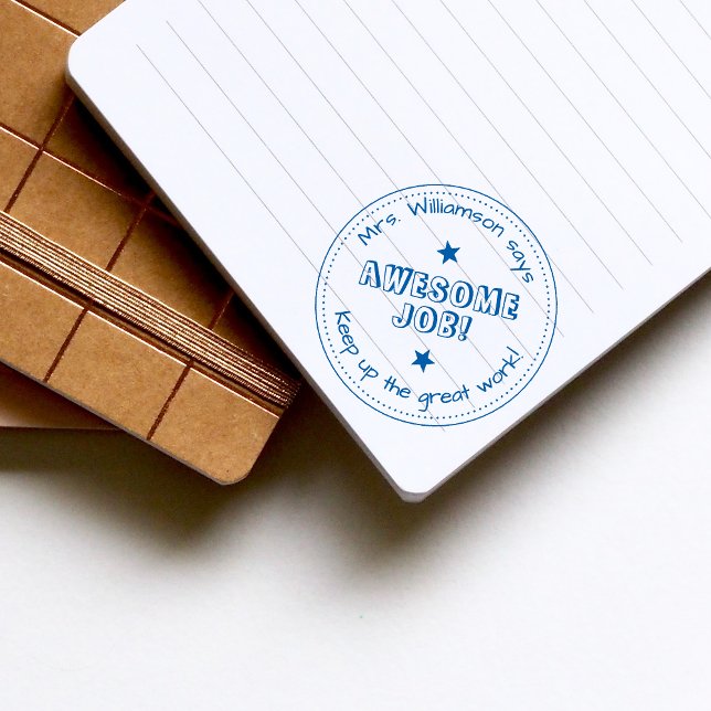 Carimbo De Borracha Estrelas Simples e Professora de Emprego Personali (Criador carregado)